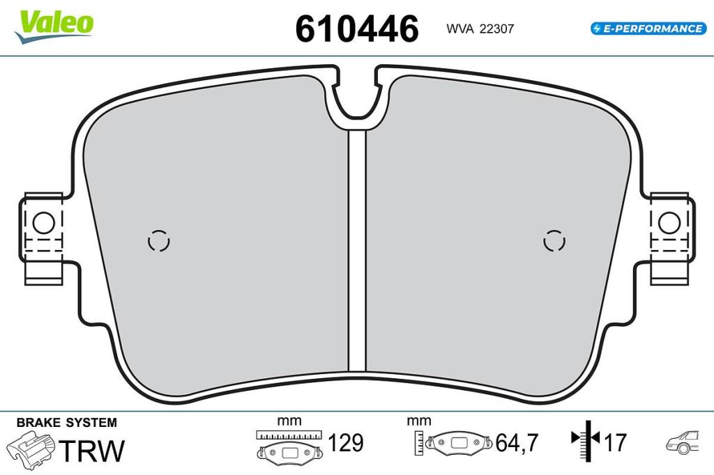 Jeu de 4 plaquettes de frein VALEO ref. 610446